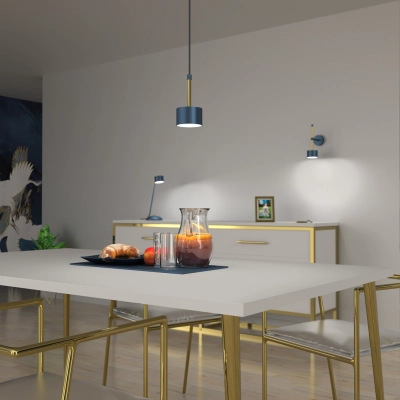 lafabryka.pl Lampa wisząca ARENA BLUE/GOLD 1xGX53 MLP7772 Milagro